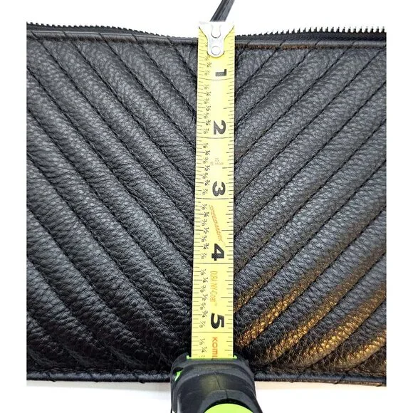 Beren Black Quilted Leather Crossbody Purse Clutch – Small Organizer Bag - Picture 7 of 9